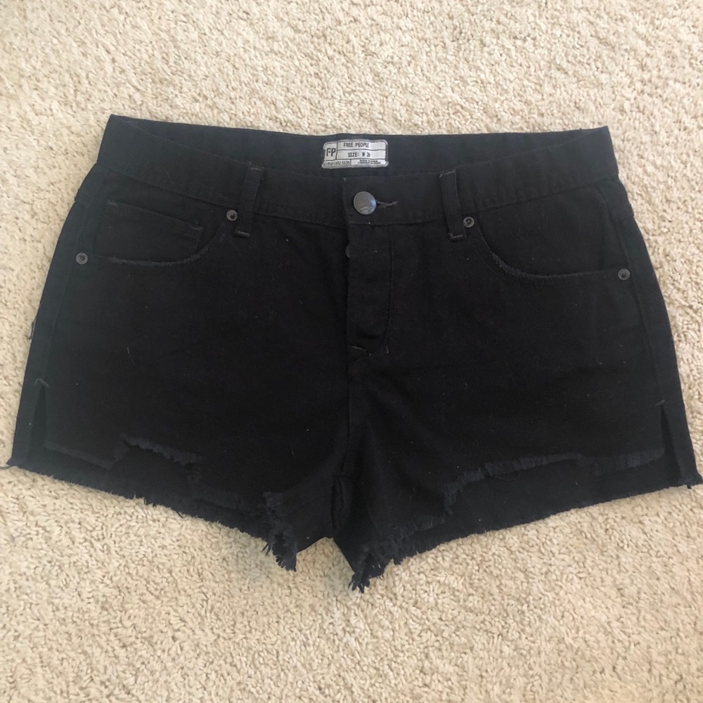 Free People Black Jean Shorts